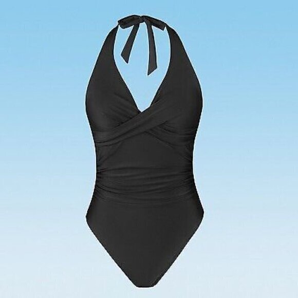 Cupshe Black Wrap Front Halter Swimsuit - 3X, brand new with tags! - Picture 2 of 12
